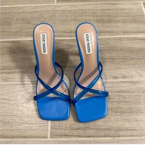 SOLD❌ Steven Madden blue strappy mule heels